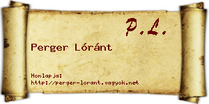 Perger Lóránt névjegykártya